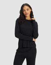 Women's Bamboo Stretch-Knit Long Sleeve Lounge Tee