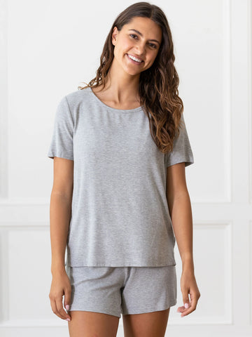 Women’s Bamboo Rib-Knit Short Sleeve Lounge Top - Last Chance