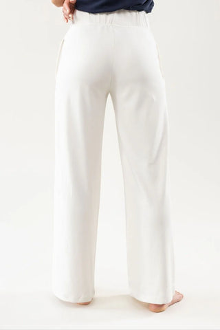Women's Brushed Bamboo Wide Leg Pull On Pant & Pullover Crew Set