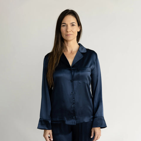 Serenity Silk Classic Long Sleeve Pajama Top - Last Chance