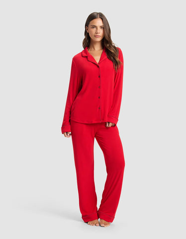 Women's Bamboo Rib-Knit Classic Long Sleeve Pajama Top