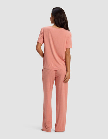 Women's Bamboo Stretch-Knit Lounge Tee & Pants Set