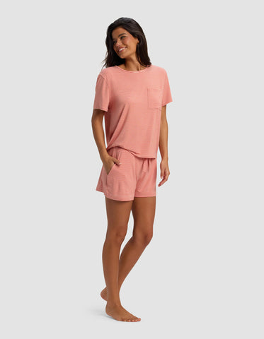 Women's Bamboo Stretch-Knit Lounge Tee & Shorts Set