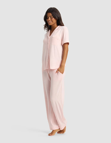 Women's Bamboo Stretch-Knit Short Sleeve & Pant Pajama Set - Last Chance