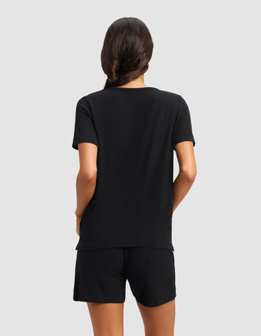Women’s Bamboo Rib-Knit Short Sleeve Lounge Top - Last Chance