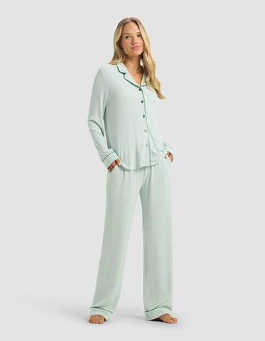 Women's Bamboo Rib-Knit Classic Long Sleeve Pajama Set