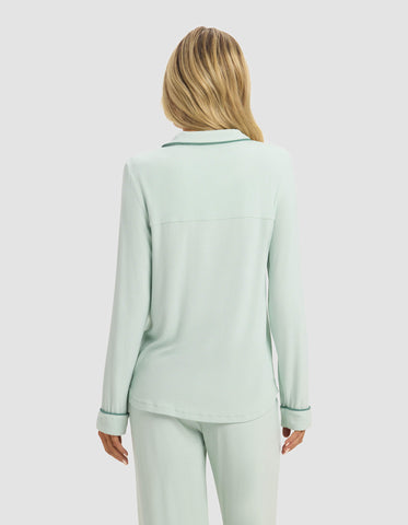 Women's Bamboo Rib-Knit Classic Long Sleeve Pajama Top