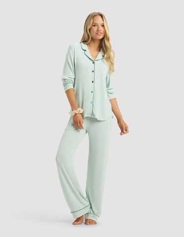Women's Bamboo Rib-Knit Classic Long Sleeve Pajama Top