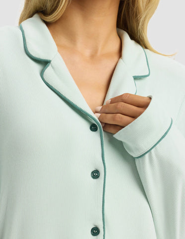 Women's Bamboo Rib-Knit Classic Long Sleeve Pajama Top