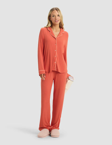 Women's Bamboo Rib-Knit Classic Long Sleeve Pajama Top