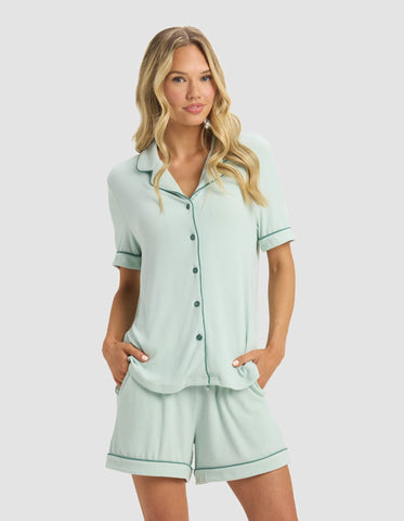 Women's Bamboo Rib-Knit Classic Short Sleeve Pajama Set