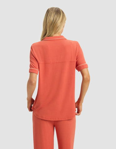 Women's Bamboo Rib-Knit Classic Short Sleeve Pajama Top