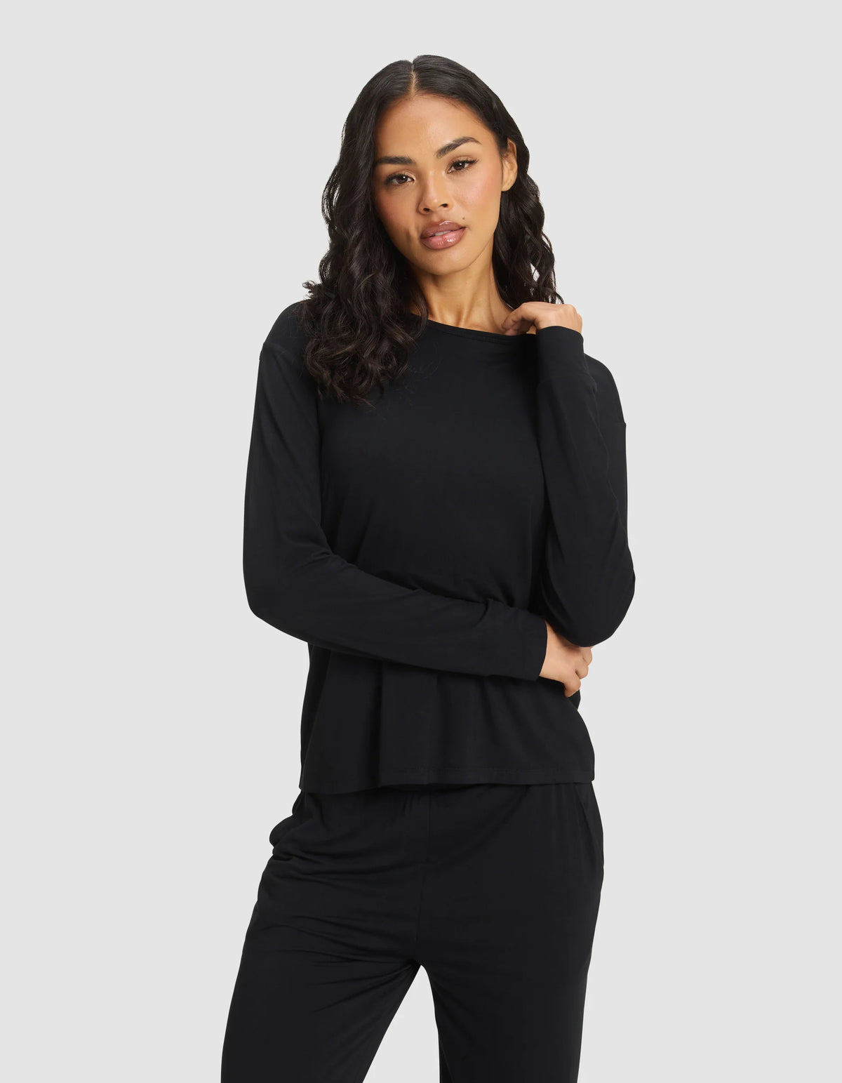 Women's Bamboo Stretch-Knit Long Sleeve Lounge Tee
